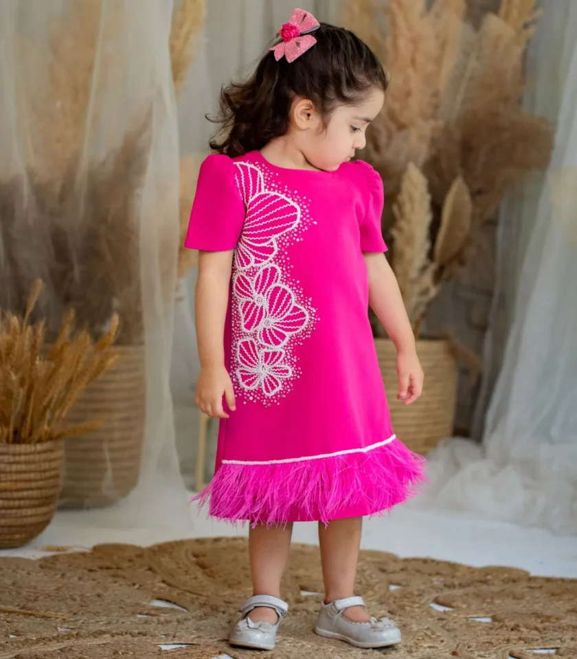 Magenta Dress With Big Flowers - Image 2