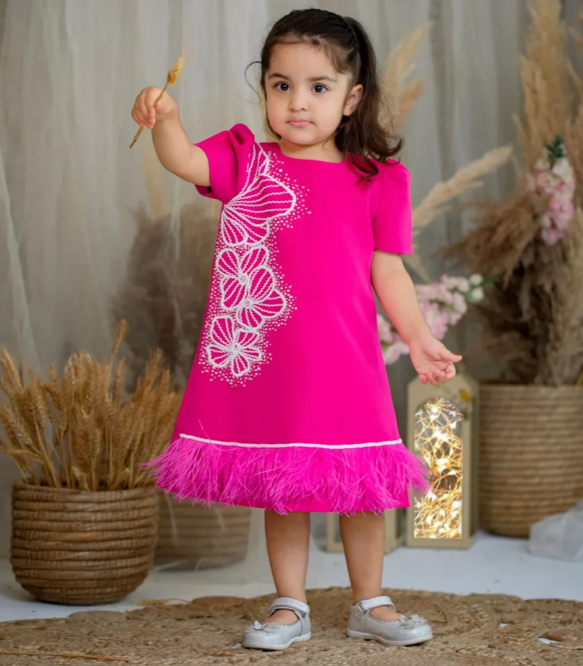 Magenta Dress With Big Flowers - Image 3