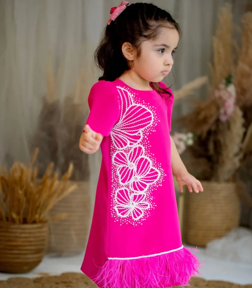 Magenta Dress With Big Flowers - Image 4