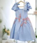 Blue Dress With Pink 3d Flower - Image 5