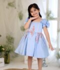 Blue Dress With Pink 3d Flower - Image 2