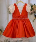 Orange Satin Dress - Image 5