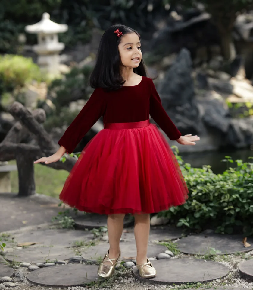 Red Velvet Ombre Dress - Image 4
