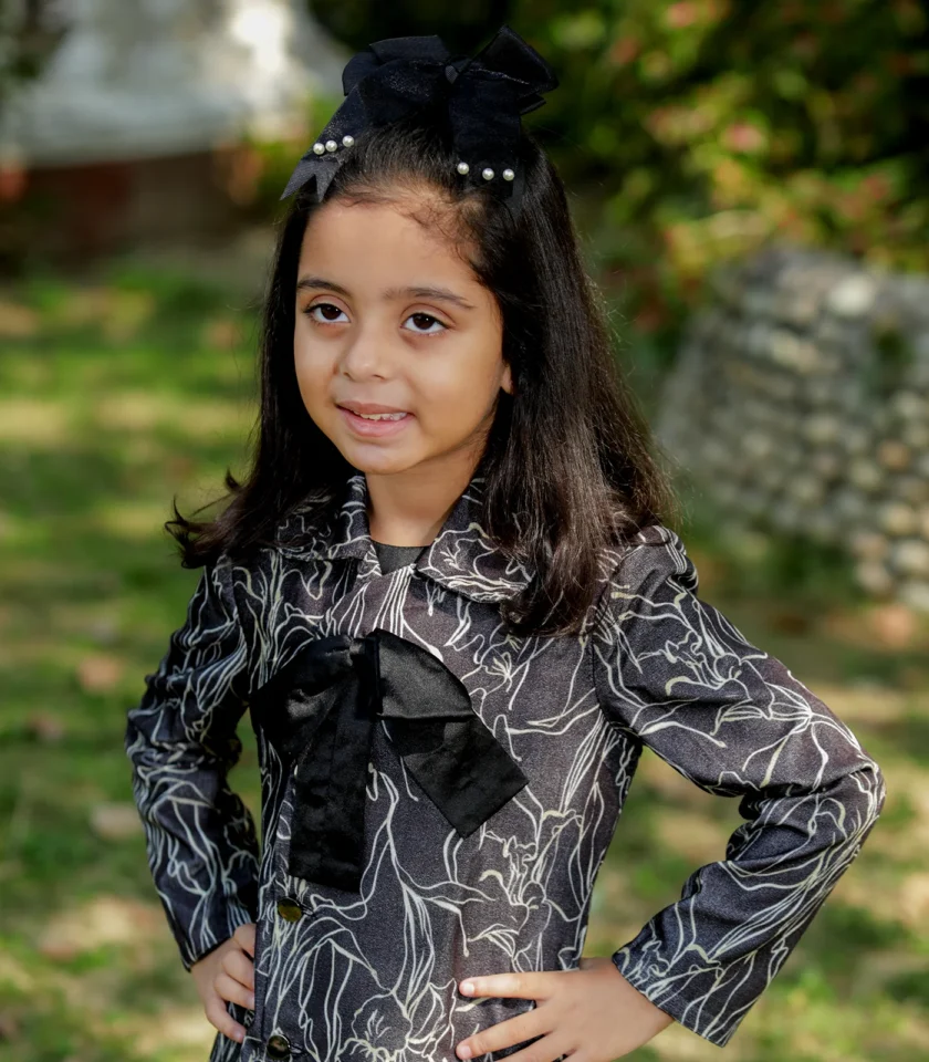 Printed Velvet Black Coat Dress - Image 4