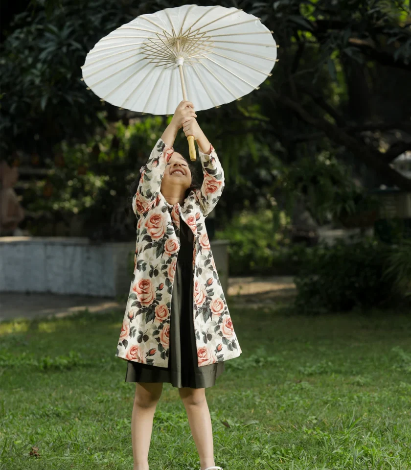 Peach & Green Coat Dress - Image 2