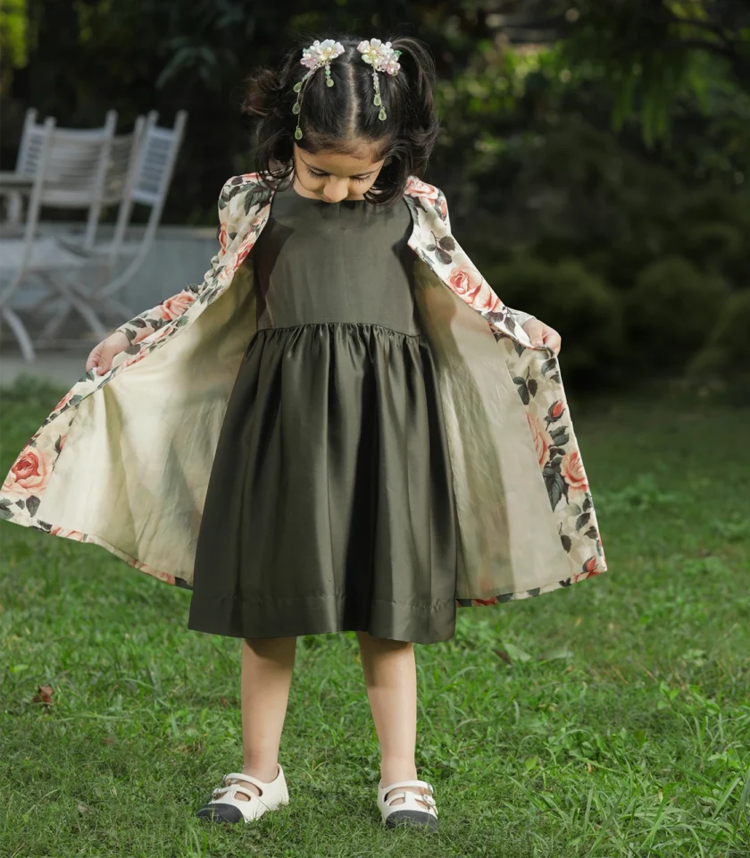 Peach & Green Coat Dress - Image 9