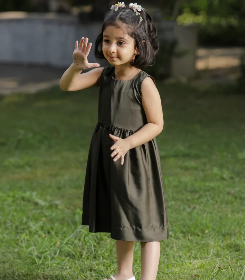 Peach & Green Coat Dress - Image 6