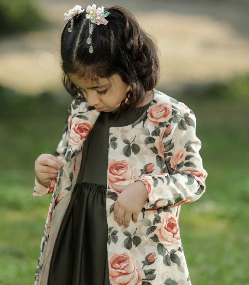 Peach & Green Coat Dress - Image 3