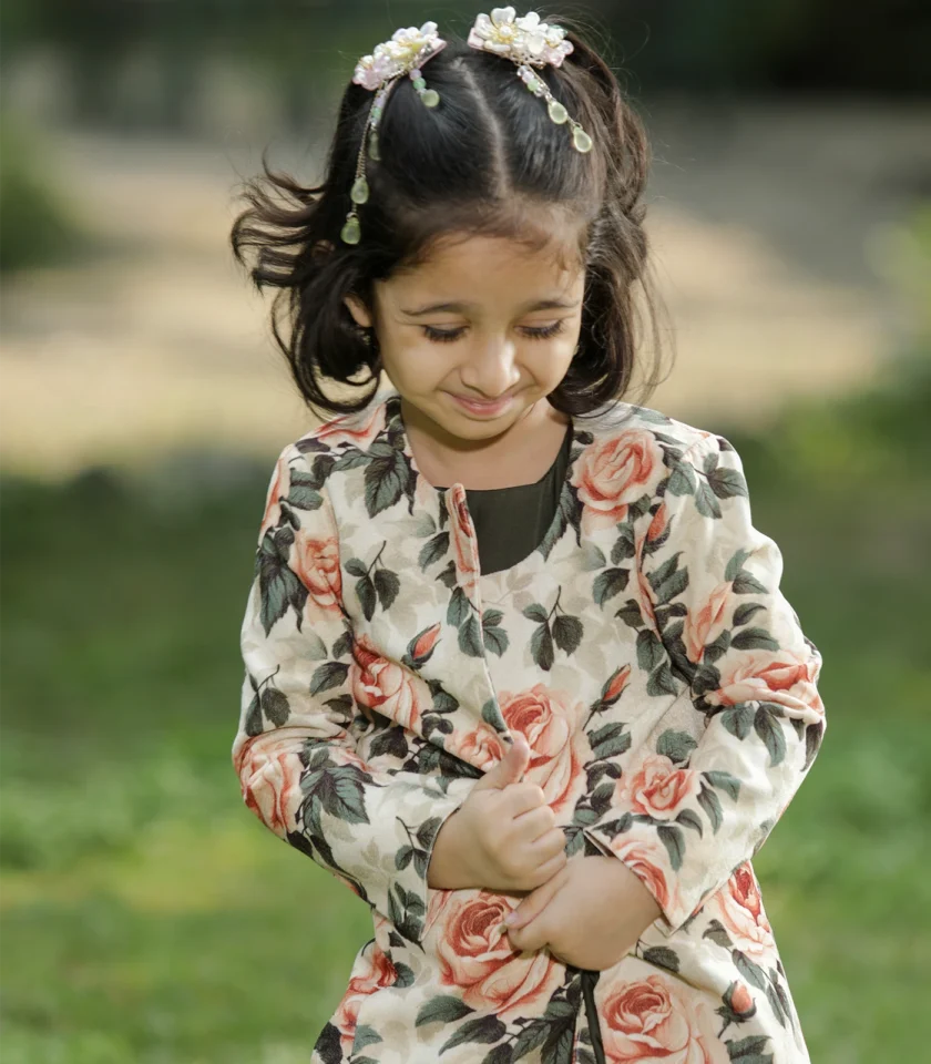 Peach & Green Coat Dress - Image 5