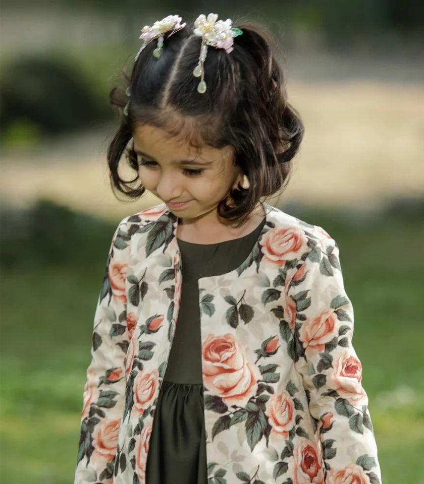 Peach & Green Coat Dress - Image 4