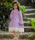 Lavender Velvet Coat Dress - Image 4