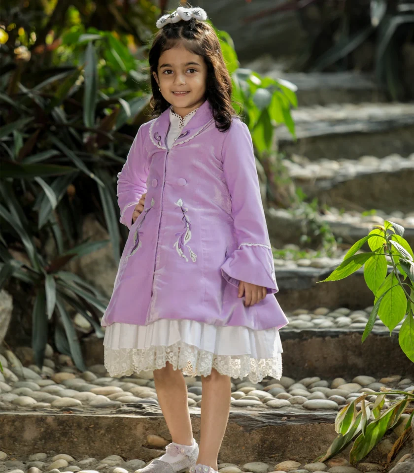 Lavender Velvet Coat Dress - Image 4