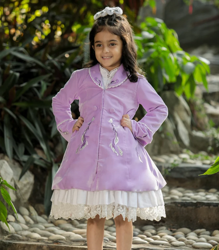 Lavender Velvet Coat Dress