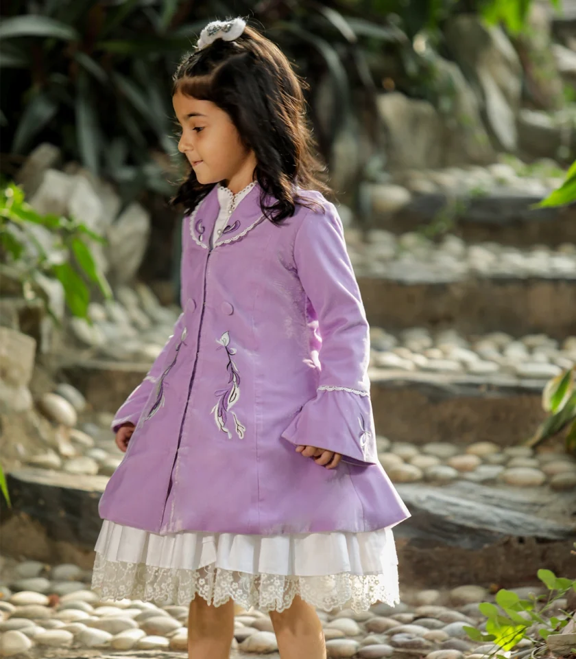 Lavender Velvet Coat Dress - Image 5