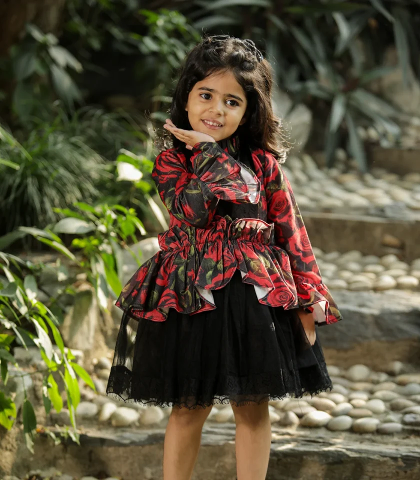 Printed Red Rose Dress
