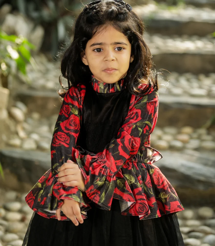 Printed Red Rose Dress - Image 3