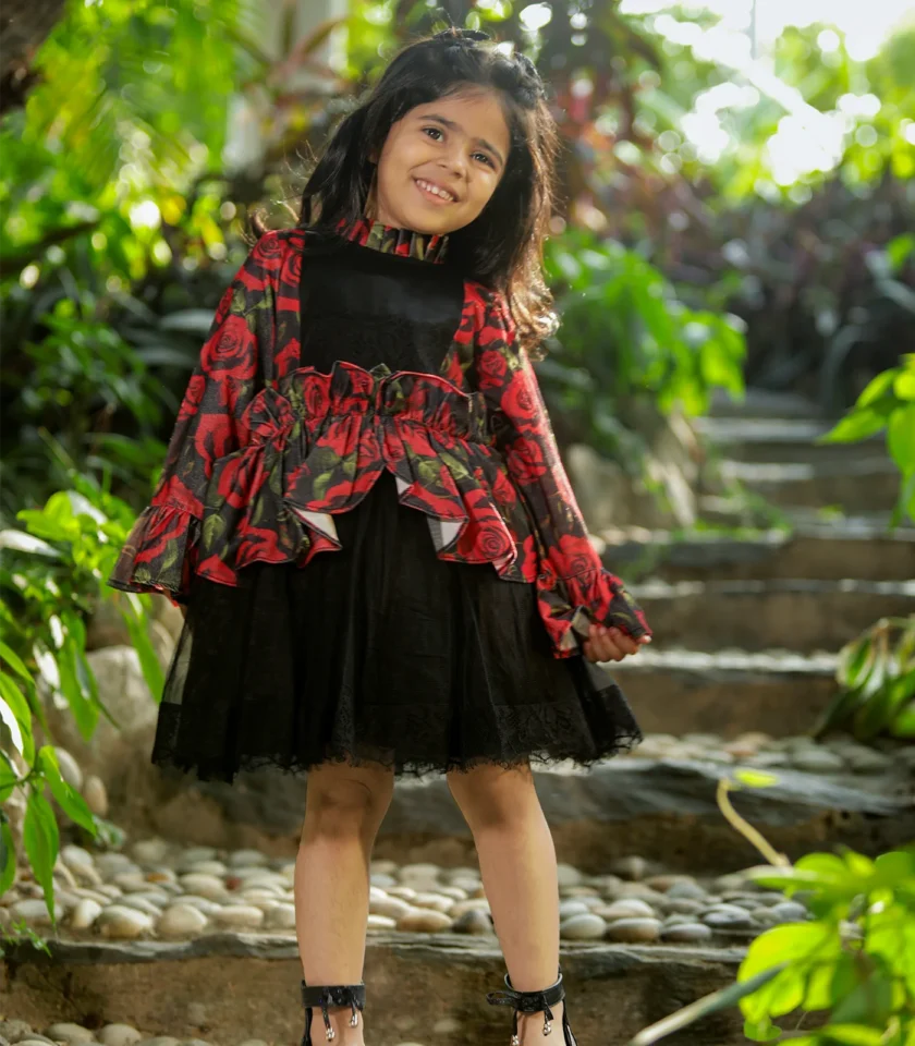 Printed Red Rose Dress - Image 5