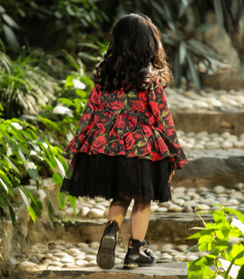 Printed Red Rose Dress - Image 6