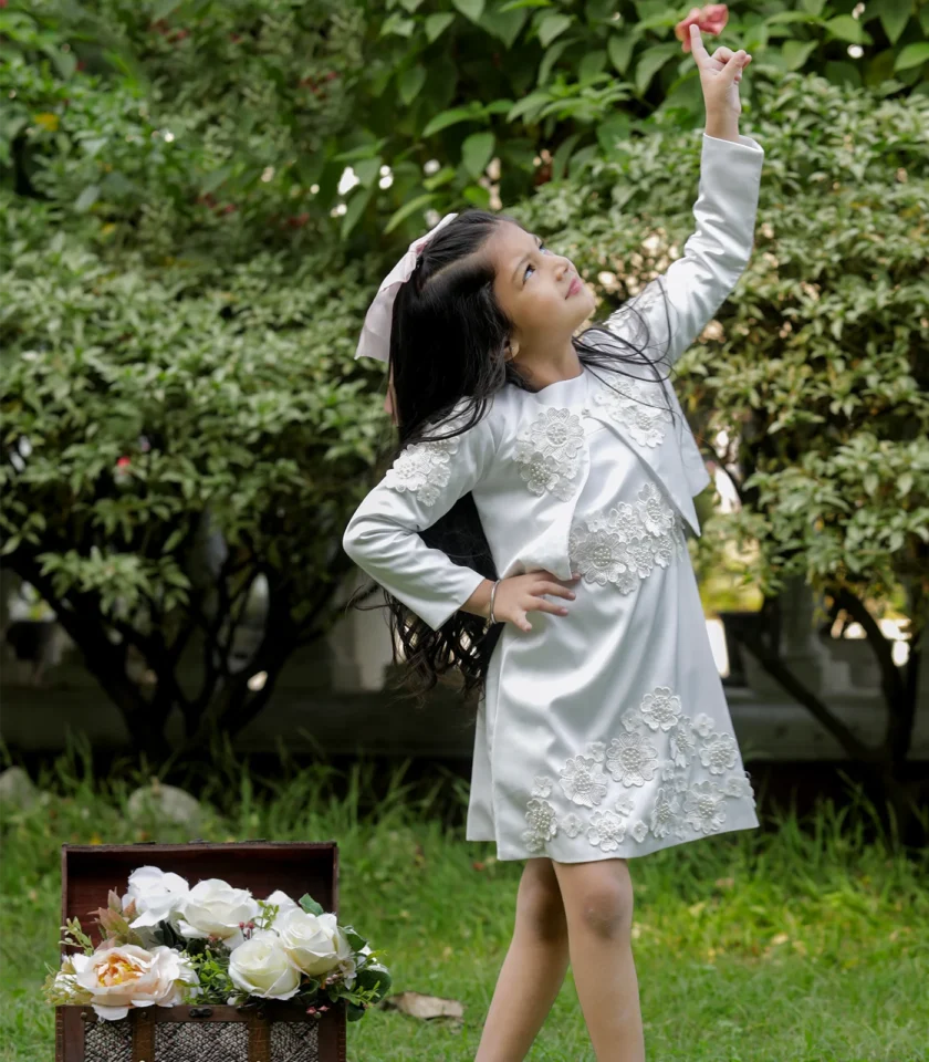 White 3d Flower Dress - Image 2