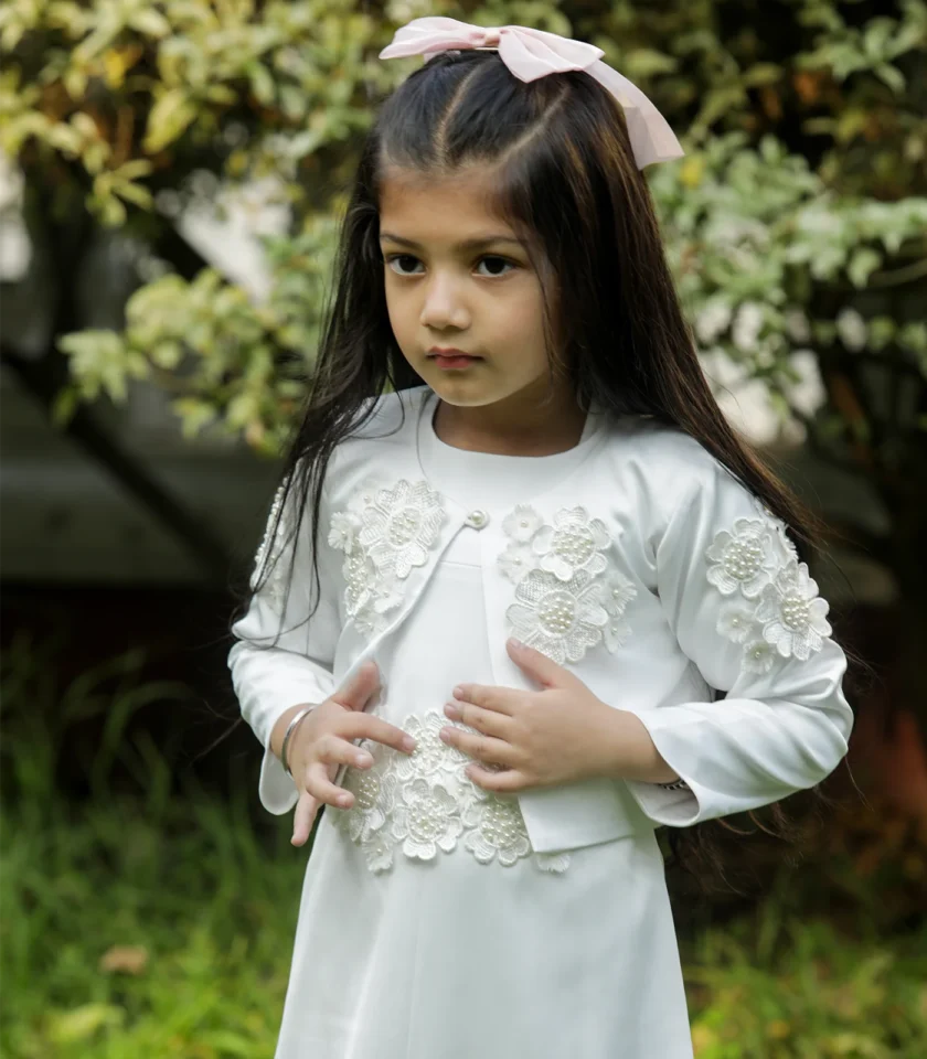 White 3d Flower Dress