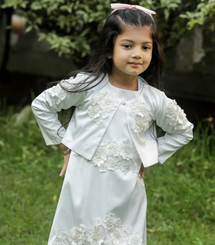 White 3d Flower Dress - Image 3