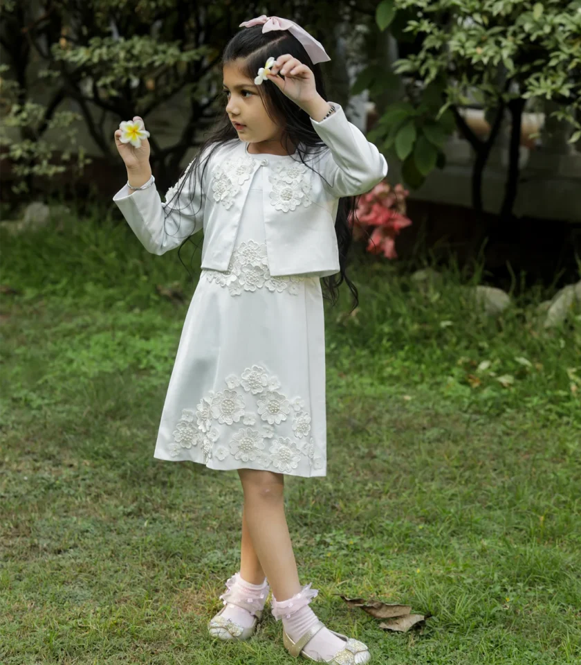 White 3d Flower Dress - Image 5