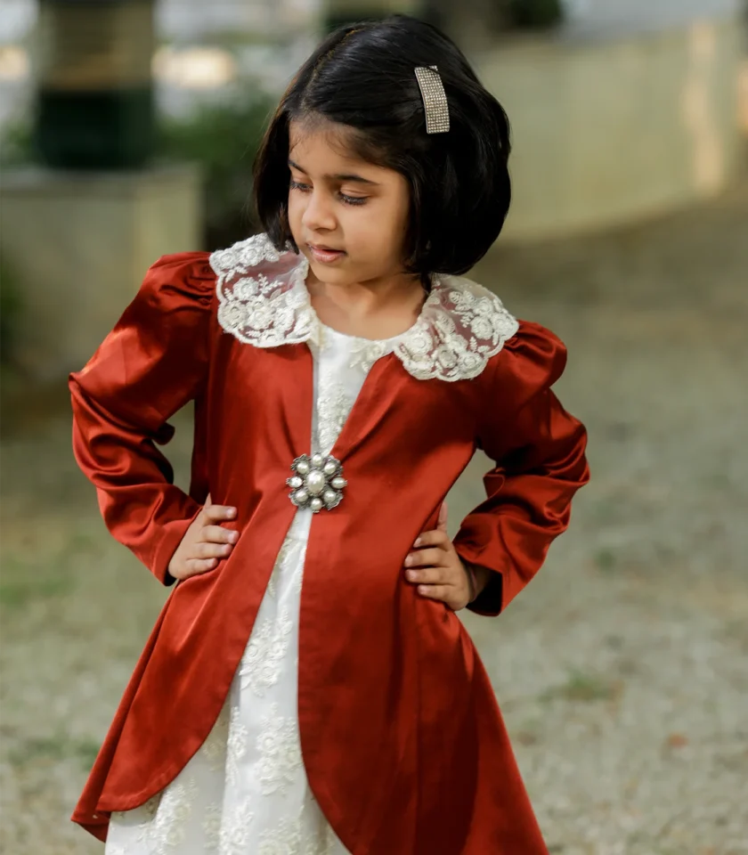 Rust Satin Coat Dress