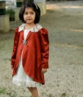 Rust Satin Coat Dress - Image 2